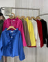 Ruffle Neckline Long Sleeves Tops